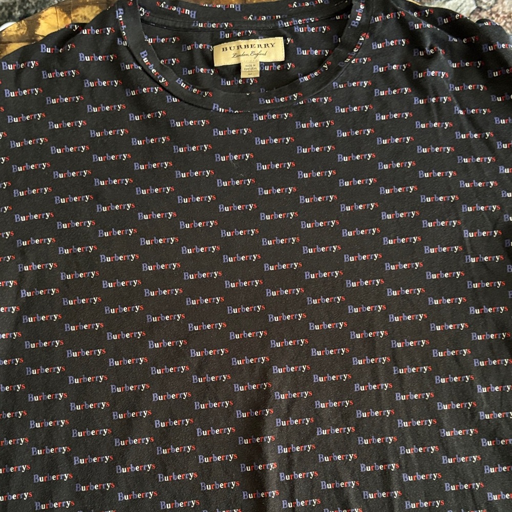 Burberry Navy and Red Logo Tee